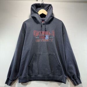 Champion Okoboji University Jacket Hoodie Gray Mens XL Vintage Y2K